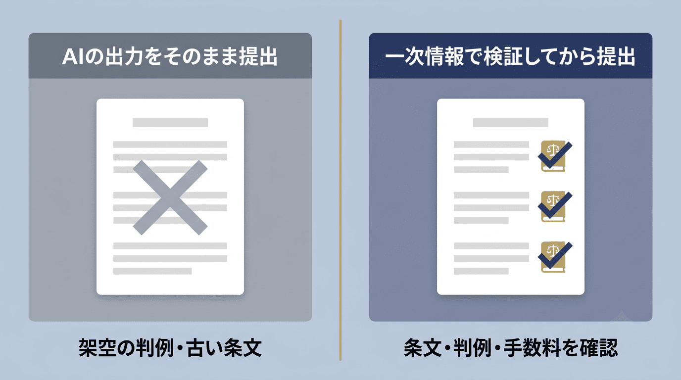 AIの出力をそのまま提出した場合と、一次情報で検証してから提出した場合の比較